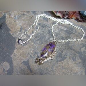 Charoite and Bronze 925 Sterling Silver Necklace by Sandy Robinson Jewelry